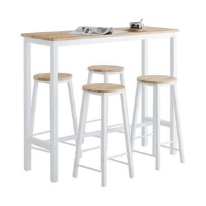 SoBuy SET stola a 4 stoličiek Biela 120x40x100cm Moderný vyobraziť