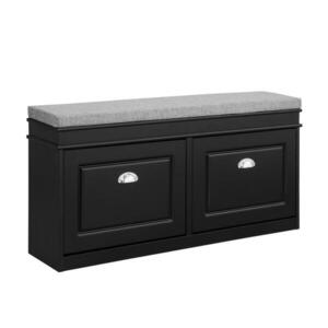 SoBuy PANCA na topánky s 2 zásuvkami Čierna 104x24x51cm Funkčná vyobraziť