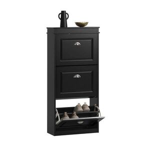 SoBuy BIELY výklopný botník s 3 zásuvkami Čierna 53x24x117cm Klasická vyobraziť