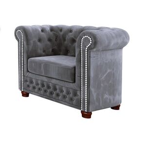 S-Style KRESLO Chesterfield Lauren zo sivého zamatu vyobraziť