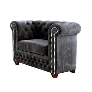 S-Style KRESLO Chesterfield Lauren z čierneho zamatu vyobraziť