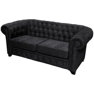 MID.YOU SEDAČKA CHESTERFIELD, drevo, textil, kompozitné drevo, čierna vyobraziť
