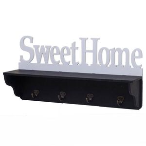 MCW NÁSTENNÁ SKRÍŇ SWEET HOME 4 HÁČIKY Čierna, Čistá biela vyobraziť