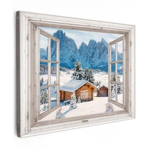 MuchoWow OBRAZ NA PLÁTNE Zimná krajina - Chata - Hory - Výhľad - pohľad - Príroda 40x30 cm vyobraziť