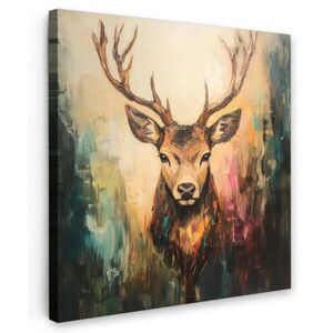 MuchoWow OBRAZ NA PLÁTNE Jeleň - maľovaný - parohy - hnedé 50x50 cm vyobraziť