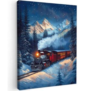 MuchoWow OBRAZ NA PLÁTNE Vlak - Vianoce - Sneh - Vianočný vlak 60x80 cm vyobraziť