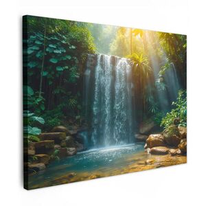 MuchoWow OBRAZ NA PLÁTNE Vodopád - Džungľa - Slnko - Zelená - Príroda 80x60 cm vyobraziť