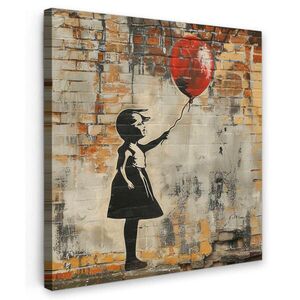 MuchoWow OBRAZ NA PLÁTNE Graffiti - Banksy - Dievča - Street art 50x50 cm vyobraziť