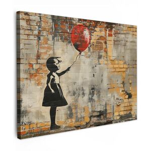 MuchoWow OBRAZ NA PLÁTNE Graffiti - Banksy - Dievča - Street art 40x30 cm vyobraziť