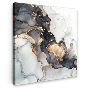 MuchoWow OBRAZ NA PLÁTNE Mramor - čierna - biela - zlatá - luxusná - abstraktná 20x20 cm vyobraziť