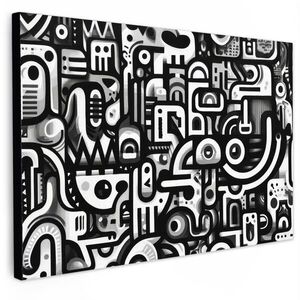 MuchoWow OBRAZ NA PLÁTNE Symboly - abstraktné - grafické - čierne 90x60 cm vyobraziť