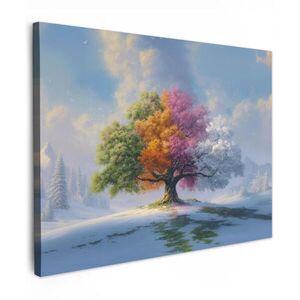 MuchoWow OBRAZ NA PLÁTNE Strom - Ročné obdobia - Zima - Krajina 80x60 cm vyobraziť