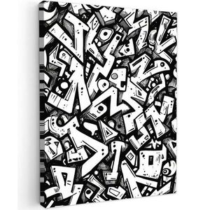 MuchoWow OBRAZ NA PLÁTNE Tvary - Písmená - Graffiti - Čierna 60x80 cm vyobraziť