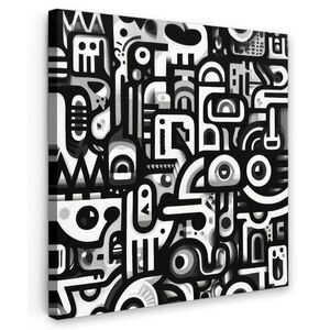 MuchoWow OBRAZ NA PLÁTNE Symboly - abstraktné - grafické - čierne 50x50 cm vyobraziť