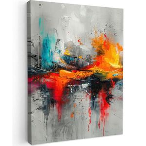 MuchoWow OBRAZ NA PLÁTNE Moderné umenie - Oranžová - Sivá - Abstraktné 60x80 cm vyobraziť