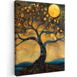 MuchoWow OBRAZ NA PLÁTNE Strom - Mesiac - Kvety - Zlato - Umenie 60x80 cm vyobraziť