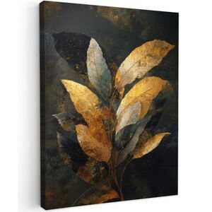 MuchoWow OBRAZ NA PLÁTNE Zlaté zloženie listov - botanický luxus 60x80 cm vyobraziť