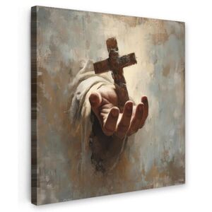 MuchoWow OBRAZ NA PLÁTNE Abstrakt - Cross - Hand - Christianity 50x50 cm vyobraziť