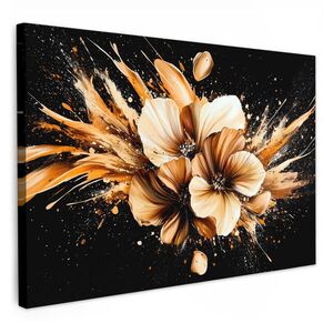 MuchoWow OBRAZ NA PLÁTNE Kvety - zlaté - graffiti - čierne - abstraktné 120x80 cm vyobraziť