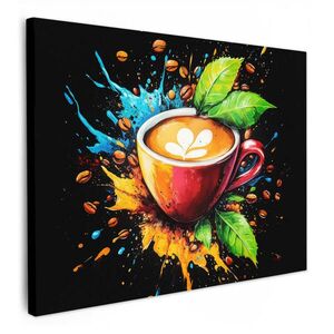 MuchoWow OBRAZ NA PLÁTNE Káva - Graffiti - Pitie - Abstraktné 80x60 cm vyobraziť