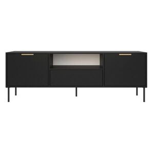 Selsey TV stolík s 2 dvierkami, zásuvkou a nikou, Čierna, 160cm vyobraziť