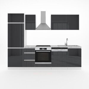 Vicco KUCHYNSKÝ KÚT Optima Antracit vysoký lesk/biela 270 cm bez pracovnej dosky, bezúchyt vyobraziť