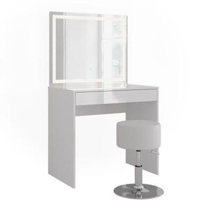 Vicco TOALETNÝ STOLÍK Sherry, biely/Biely vysoký lesk, 81.4 cm so zrkadlom LED a stoličkou vyobraziť