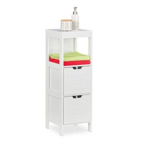 Relaxdays SKRINKA Biela kúpeľňová MDF 2 zásuvky 90 cm vyobraziť