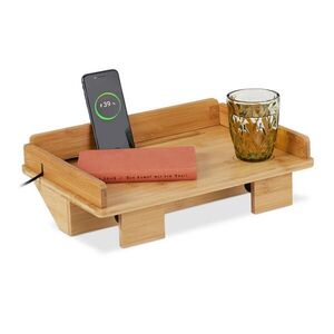 Relaxdays POLICA Prírodná bambusová na posteľ s držiakom na tablet vyobraziť