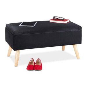 Relaxdays LAVICA Čierna zamatová úložný priestor vyobraziť