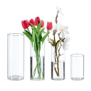 Relaxdays VÁZA Transparentná 4-dielna sada sklo 25 cm vyobraziť