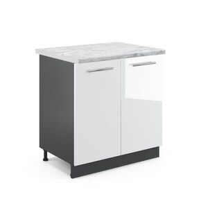 Vicco SPODNÁ SKRINKA POD DREZ Fame-Line Biely vysoký lesk 80 cm , AP Marble vyobraziť