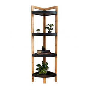 Relaxdays REGÁL Prírodný-Čierny rohový bambus 4 police 105, 5 cm vyobraziť