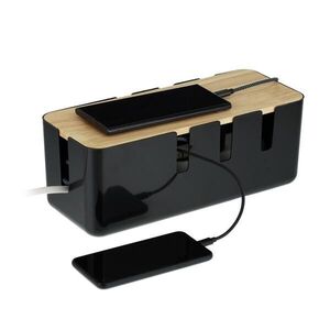 Relaxdays BOX Čierna na káble drevené veko vyobraziť