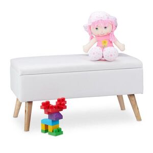 Relaxdays LAVICA Biela s úložným priestorom umelá koža 80 cm vyobraziť