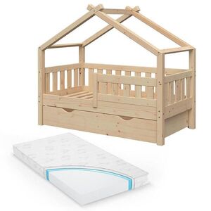VitaliSpa DOMÁCA POSTEĽ Design Prírodné drevo 70x140 cm so zásuvkou a matracom vyobraziť