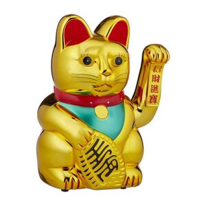 Relaxdays FIGÚRKA Zlatá mávajúca mačka Maneki Neko plast na batérie 48 cm vyobraziť