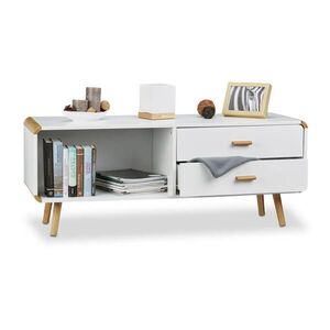 Relaxdays KOMODA Biela prírodná bambus 2 zásuvky 48/120/40 cm vyobraziť