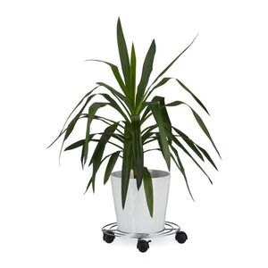 Relaxdays VOZÍK Strieborný pod kvetináč s brzdou oceľ 32 cm vyobraziť
