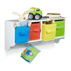 Relaxdays POLICA biela nástenná 4 boxy 4 háčiky vyobraziť