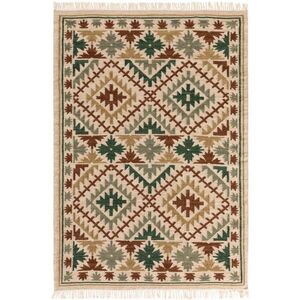 benuta RUČNÝ tkaný kilim Zohra Zelená 160x230 cm vyobraziť