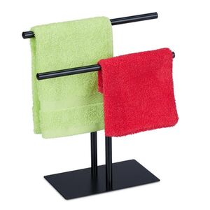 Relaxdays STOJAN Čierny na uteráky 2-ramenný voľne stojaci kovový 32 cm vyobraziť