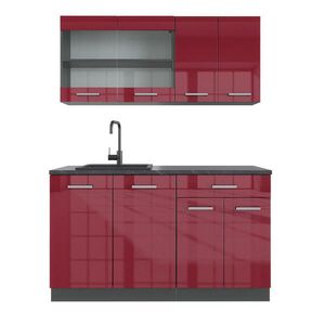 Vicco JEDNOLÔŽKOVÁ KUCHYŇA R-Line Červený vysoký lesk 140 cm , AP Antracit vyobraziť