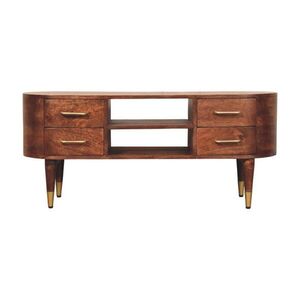 Artisan Furniture MEDIÁLNA jednotka s povrchovou úpravou Wine-Wood-Oak, 4 zásuvky, 2 otvorené police, úchytky T-Bar, hnedá vyobraziť