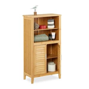 Relaxdays KÚPEĽŇOVÁ SKRINKA Prírodná bambus lamelové dvierka 92 cm vyobraziť
