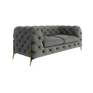 S-Style CHESTERFIELD DVOJMIESTNA POHOVKA Lexi v sivej farbe so zlatými nohami vyobraziť