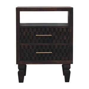 Artisan Furniture NOČNÝ stolík s povrchovou úpravou Rich Velvet Mocha, 2 zásuvky, 1 otvorená priehradka, tmavohnedý vyobraziť