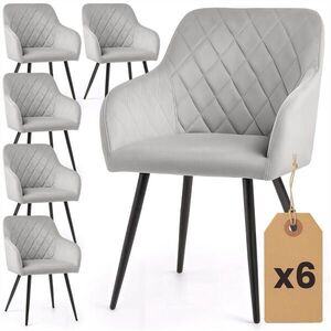 RAUMHIRSCH FURNITURE ČALÚNENÁ STOLIČKA, sada 6 ks, kovové nohy, šedá, čierna 54, 5/82/58 vyobraziť
