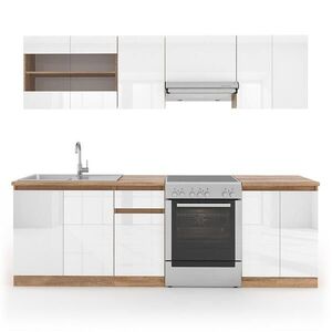 Vicco KUCHYNSKÝ KÚT R-Line, Biely vysoký lesk/biely, 240 cm s pracovnou doskou vyobraziť