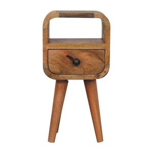 Artisan Furniture EXTRA mini zakrivený nočný stolík v dubovom vzhľade, 1 zásuvka a otvorená priehradka, béžový vyobraziť